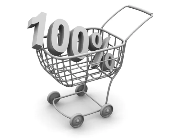 Consumer basket with 100 percent — Stock Photo, Image