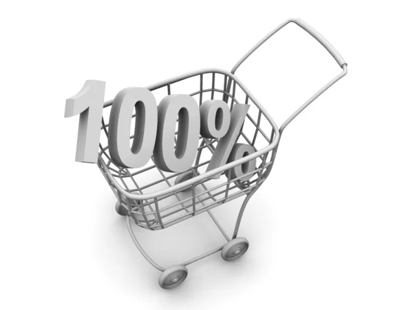 Konsumenten korg med 100 procent — Stockfoto