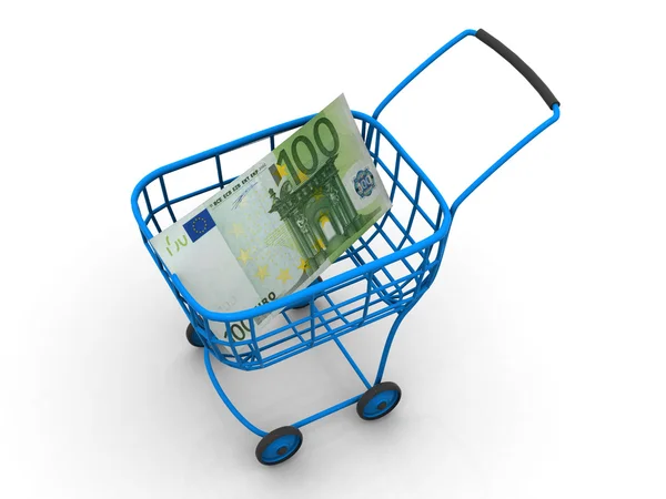 Konsumenten korg med euron. 3D — Stockfoto