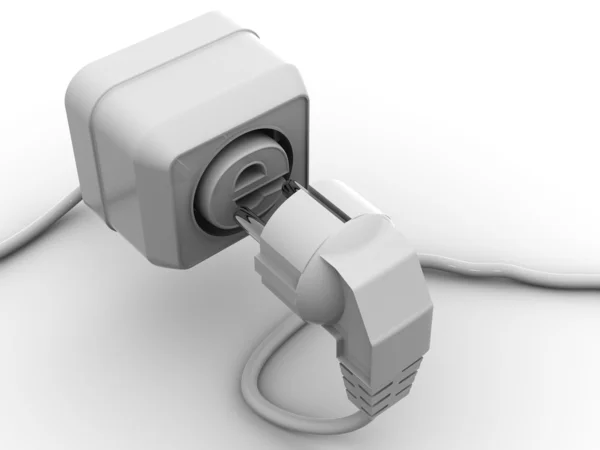 Plug and socket com símbolo para internet. 3d — Fotografia de Stock