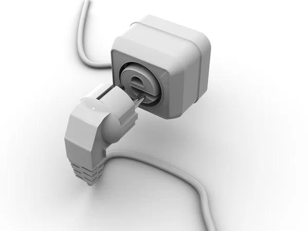 Plug and socket con símbolo para internet. 3d — Foto de Stock