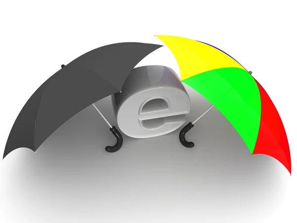 छाता के साथ इंटरनेट का प्रतीक। 3 डी — स्टॉक फ़ोटो, इमेज