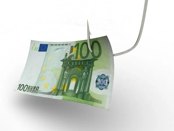 Εκατοντάδες ευρώ στο Αγκίστρι ψαρέματος. 3D — Φωτογραφία Αρχείου