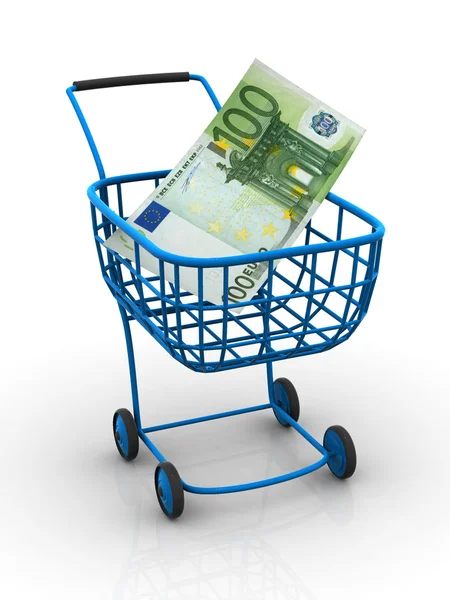 Euro ile tüketici sepeti — Stok fotoğraf
