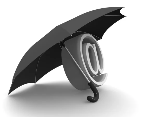 Simbolo di internet con ombrello. 3d — Foto Stock