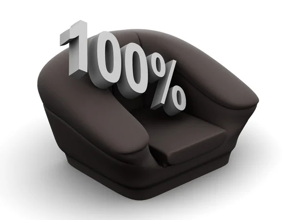 Armchair with 100 percent. 3d — Stock Photo, Image