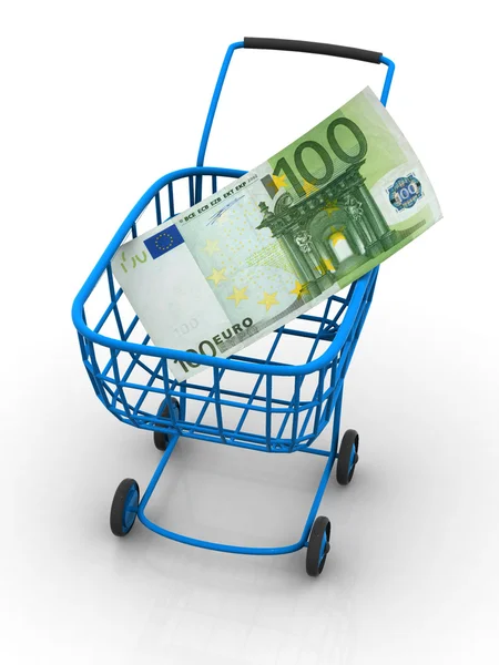 Cesto di consumo con euro — Foto Stock