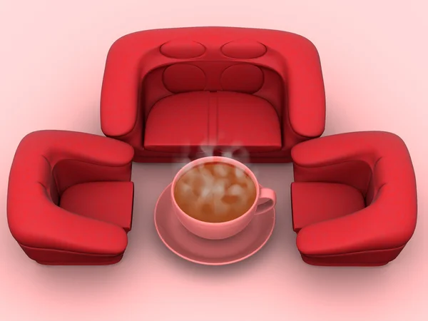 Armchair with cup of coffee — Stock Photo, Image