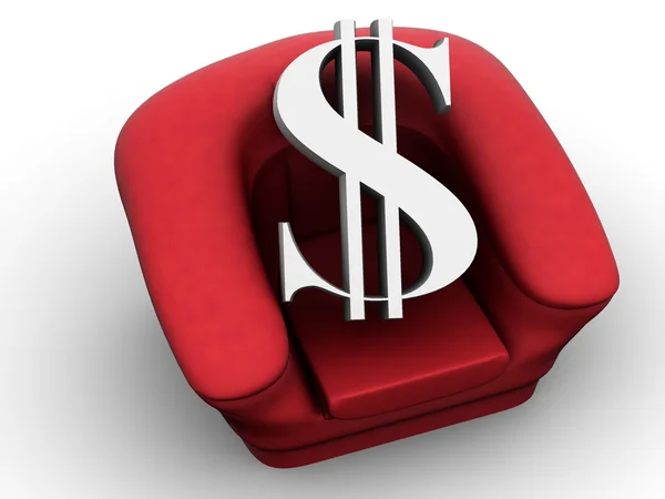 Sessel mit Dollar — Stockfoto