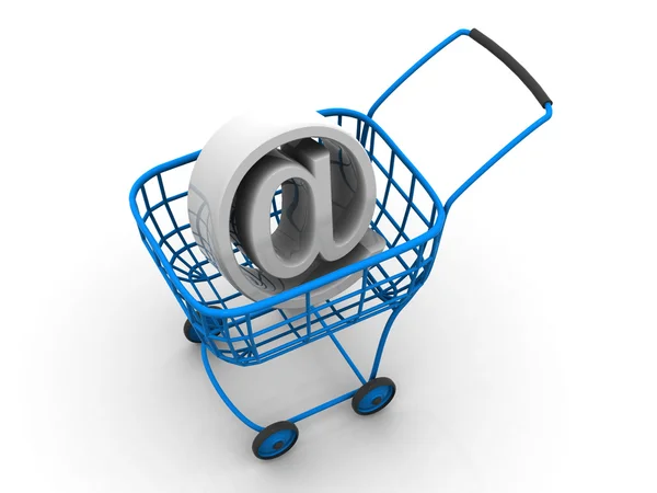 Consumer basket with sign for internet — Stock Photo, Image