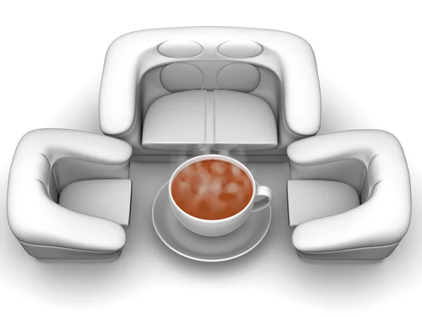Πολυθρόνα με το φλυτζάνι του καφέ — Φωτογραφία Αρχείου