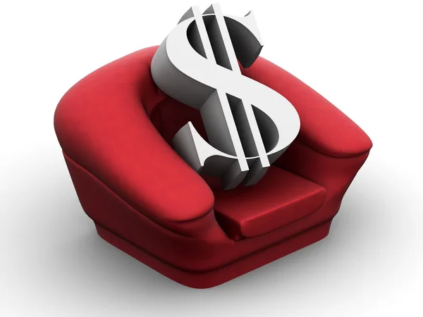 Armchair with dollar — Stock Photo, Image