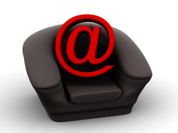 Armchair with symbol for internet — Stock Photo, Image