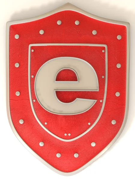Escudo com símbolo para internet — Fotografia de Stock