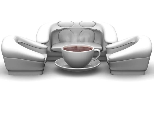 Fauteuil met een kopje koffie — Stockfoto