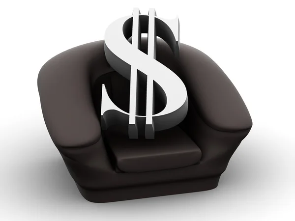 Кресло с долларом — стоковое фото