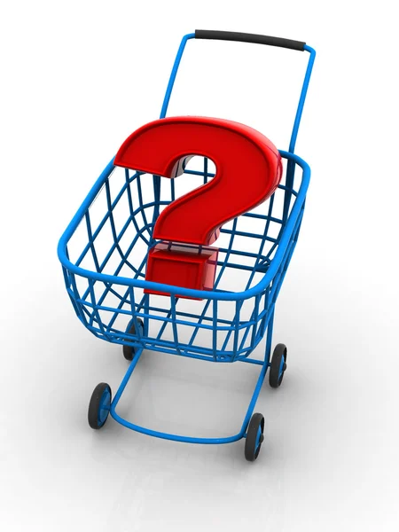 Consumer's basket with question. — Stock Photo, Image