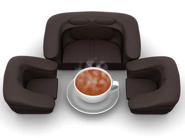 Πολυθρόνα με το φλυτζάνι του καφέ — Φωτογραφία Αρχείου