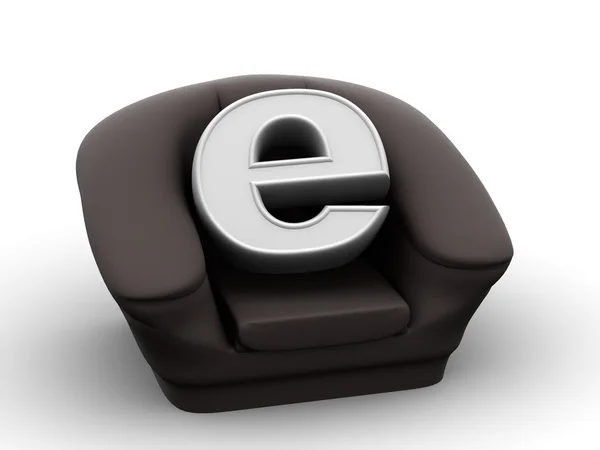 Armchair with symbol for internet — Stock Photo, Image