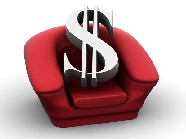 Armchair with dollar — Stock Photo, Image
