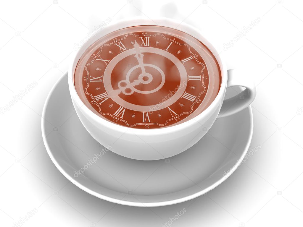 Cup with clock. 3d