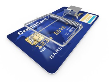 Credit card as mousetrap. Conceptual image clipart