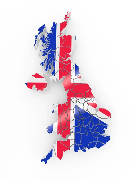 国旗の色で素晴らしい britaine の地図 — ストック写真