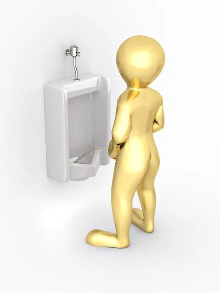 Hommes avec urinoir ob blanc fond isolé — Photo