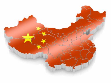 Map of China in Chinese flag colors clipart