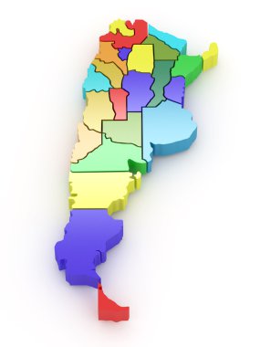 Three-dimensional map of Argentina. 3d clipart