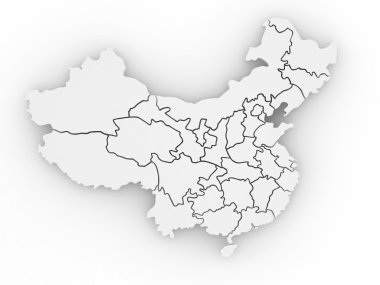 Çin'in üç boyutlu harita. 3D