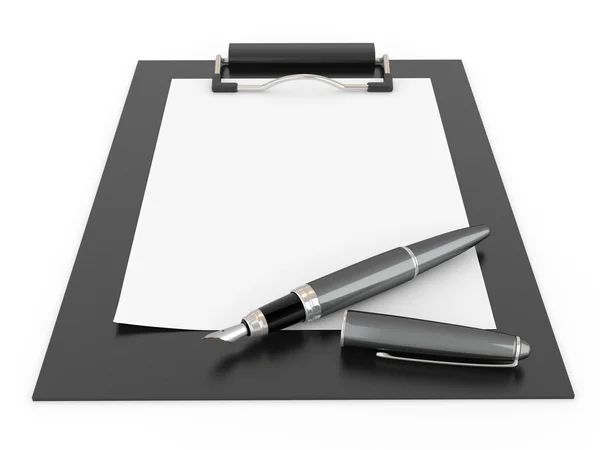Ручка на планшете. Пустой лист бумаги — стоковое фото