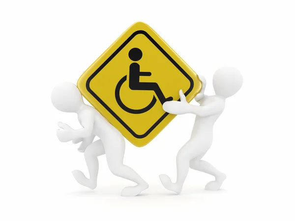 Dos hombres con signo de silla de ruedas —  Fotos de Stock