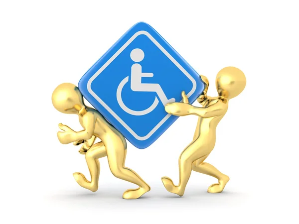 Two men with sign wheelchair — Stock Photo, Image