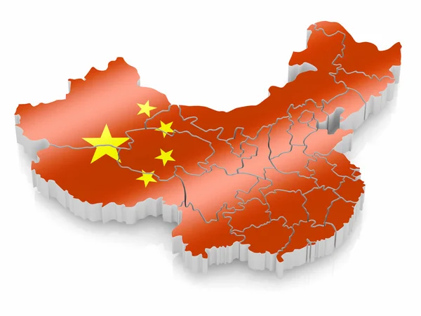Peta Cina dalam warna bendera Cina — Stok Foto