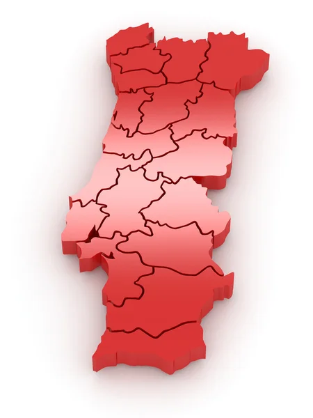 Three-dimensional map of Portugal — Stock Photo, Image