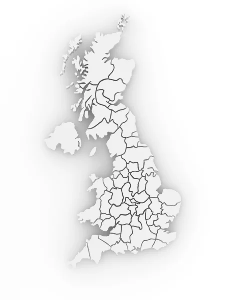 Ison-Britannian kolmiulotteinen kartta — kuvapankkivalokuva