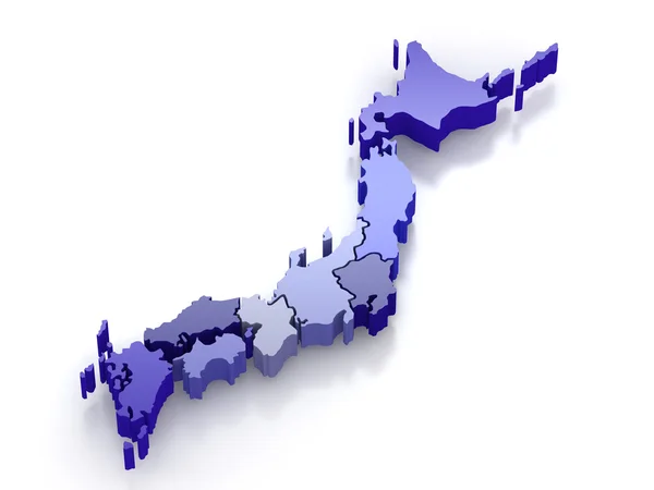 Map of Japan on white isolated background. 3d — Stock Photo, Image