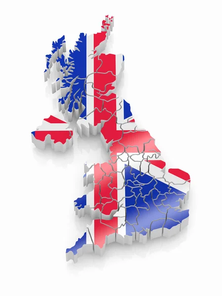 Карта Великобритании в цветах национальных флагов — стоковое фото