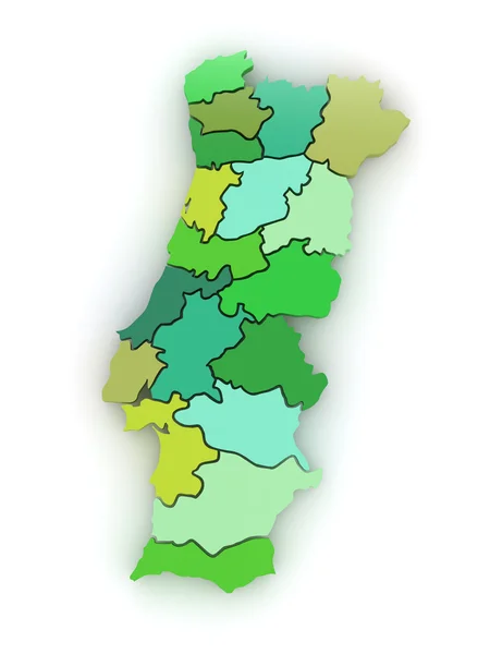 Mapa tridimensional de Portugal. 3d — Foto de Stock