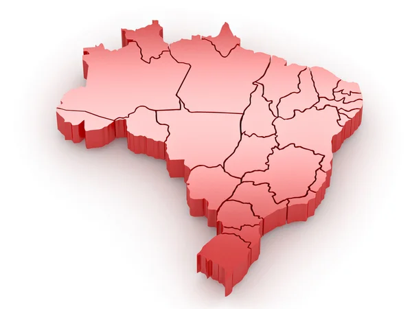Üç boyutlu harita Brezilya. 3D — Stok fotoğraf