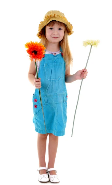 花と小さな女の子 — ストック写真