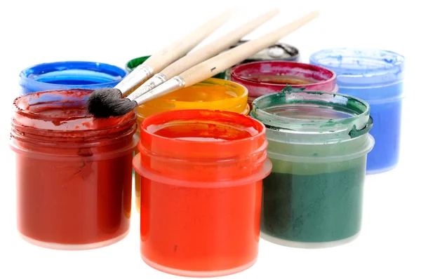 Paints and small brushes — Stock Photo, Image