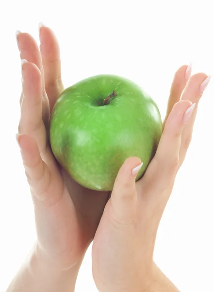 Apple in beautiful hands — Stock Photo, Image