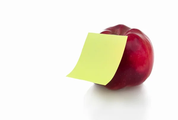 Red apple with stiker note — Stock Photo, Image