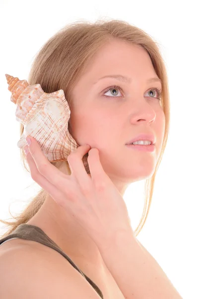 Sounds from seashell — Stock Photo, Image