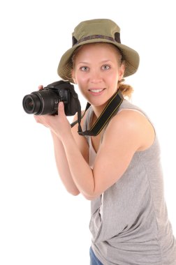 photocamera ile Casual Kız