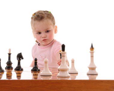 Girl playing the chess clipart