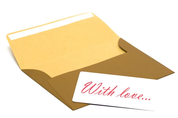 Envelope com cartão de parabéns — Fotografia de Stock
