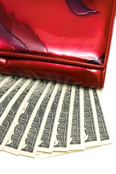 Бумажник со ста долларами — стоковое фото